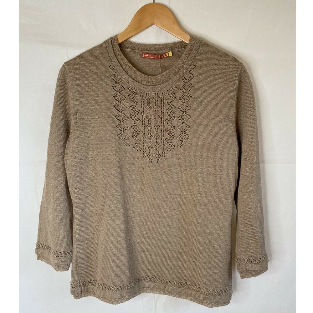 Kuna Peruvian Baby Alpaca Luxury Sweater Size 1 US Small S MSRP $300 Beige